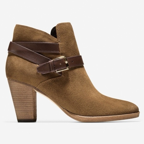 Cole Haan Hayes Leather Strap Suede Booties - Picture 1 of 12